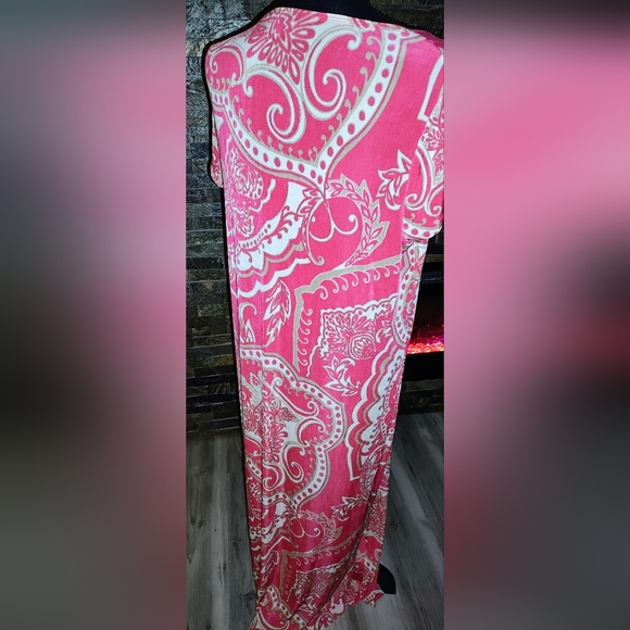 Travelers By Chicos Elegant Coral Paisley Print Dress Size 2/Large - Picture 4 of 7